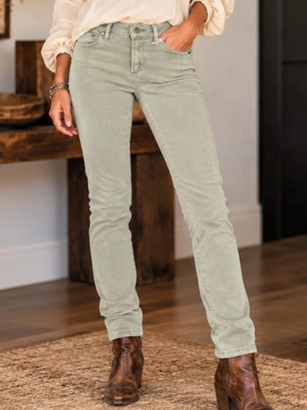 Gap 1969 Always Skinny Corduroy Pants Green Waist 28